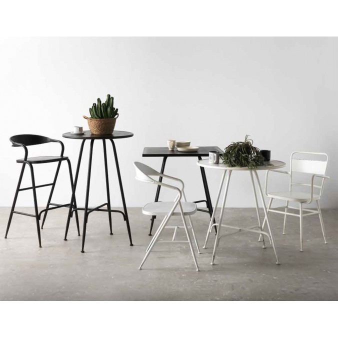 Mesa alta de estilo vintage negro 75x75h