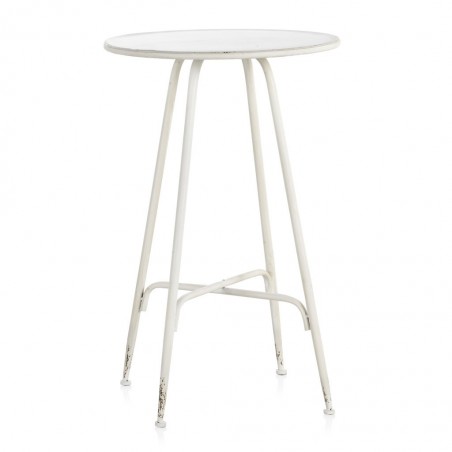 Mesa alta de estilo vintage blanco envejecido 75x75h