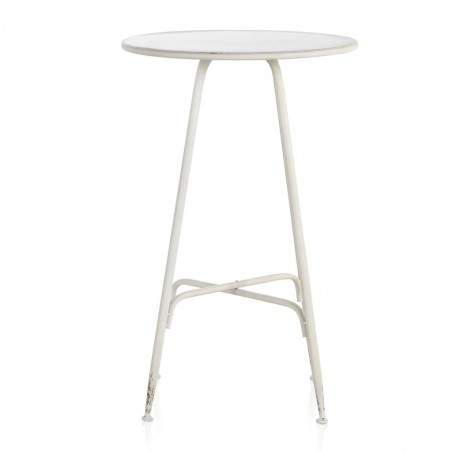 Mesa alta de estilo vintage blanco envejecido 75x75h