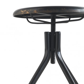 Taburete con ruedas estilo vintage negro 36x36x58h 2