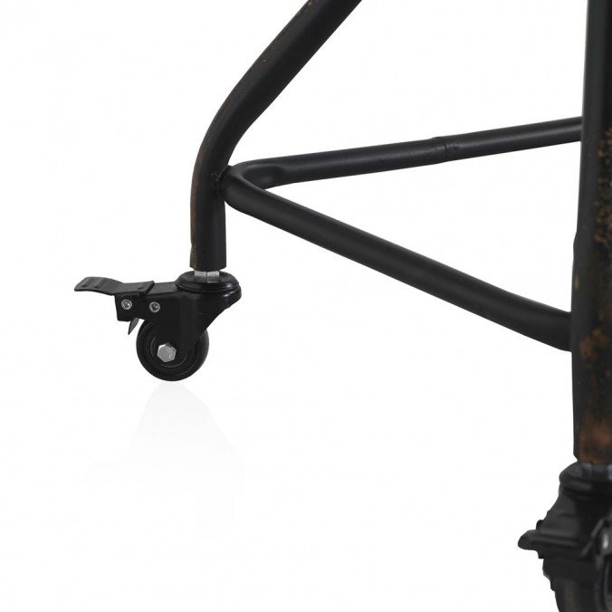 Taburete con ruedas estilo vintage negro 36x36x58h