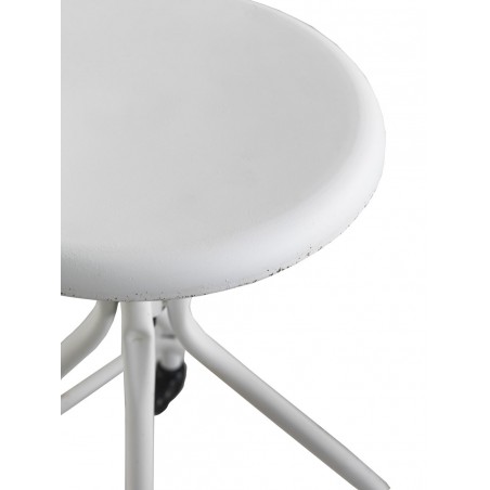 Taburete con ruedas estilo vintage blanco 36x36x58h