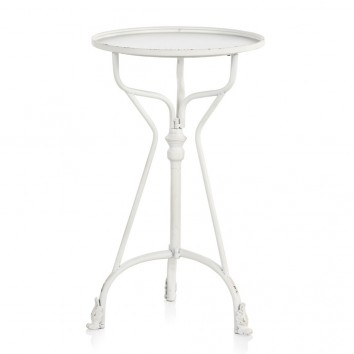 Mesita auxiliar estilo vintage blanco envejecido 42x70h