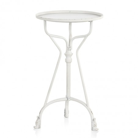 Mesita auxiliar estilo vintage blanco envejecido 42x70h