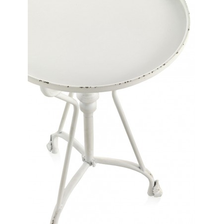 Mesita auxiliar estilo vintage blanco envejecido 42x70h