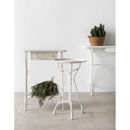 Mea auxiliar estilo vintage blanco envejecido 60x38x80h