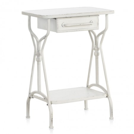 Mea auxiliar estilo vintage blanco envejecido 60x38x80h