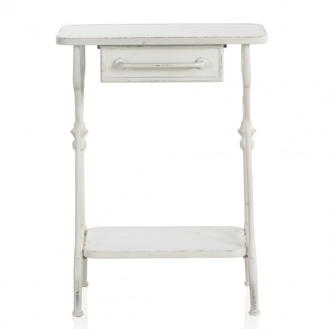 Mea auxiliar estilo vintage blanco envejecido 60x38x80h Mea auxiliar estilo vintage blanco envejecido 60x38x80h