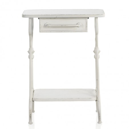 Mea auxiliar estilo vintage blanco envejecido 60x38x80h