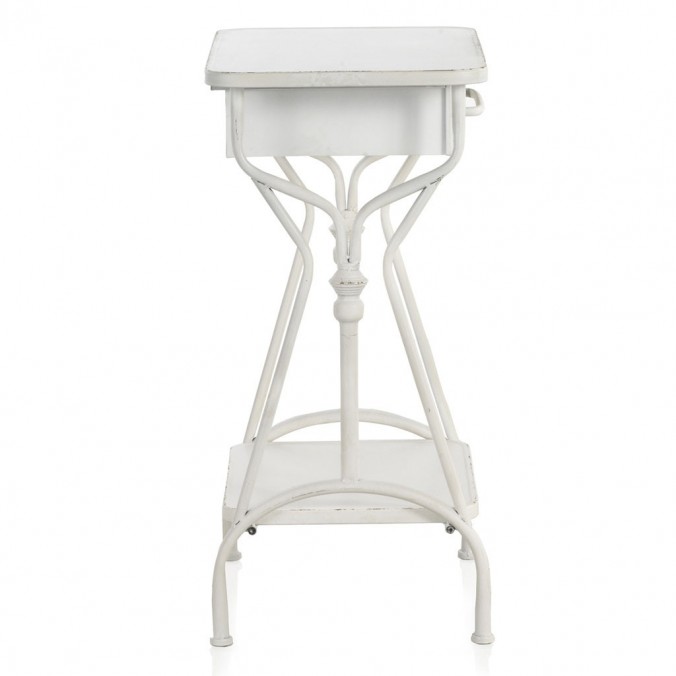 Mea auxiliar estilo vintage blanco envejecido 60x38x80h Mea auxiliar estilo vintage blanco envejecido 60x38x80h