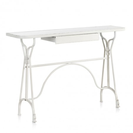 Consola estilo vintage blanco envejecido 123x33x80h