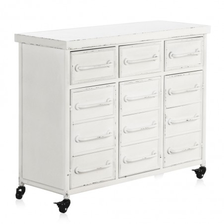 Cajonera estilo vintage blanco envejecido 100x38x81h