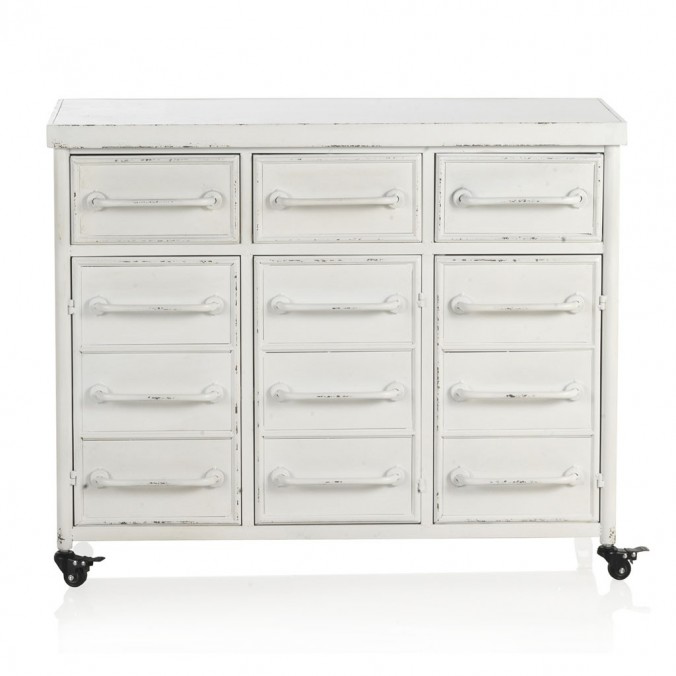 Cajonera estilo vintage blanco envejecido 100x38x81h