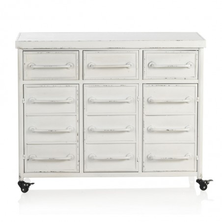 Cajonera estilo vintage blanco envejecido 100x38x81h