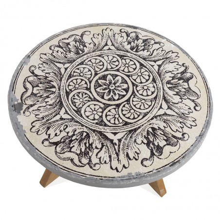 Mesa de centro redonda 79x38h madera y cemento