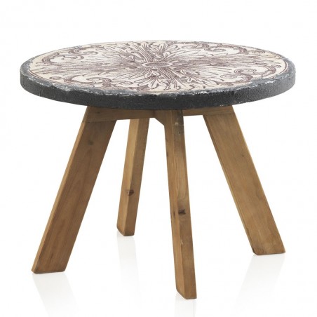 Mesa auxiliar 60x45h madera y cemento