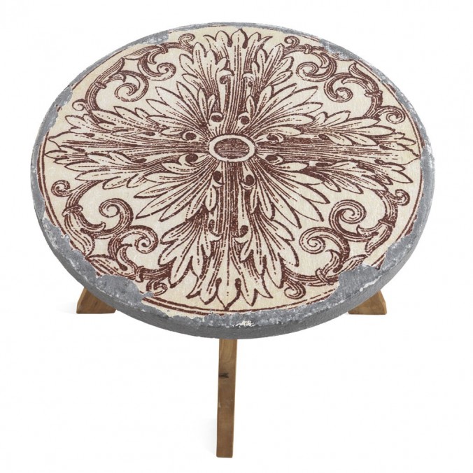 Mesa auxiliar 60x45h madera y cemento