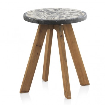 Mesa auxiliar 40x50h madera y cemento