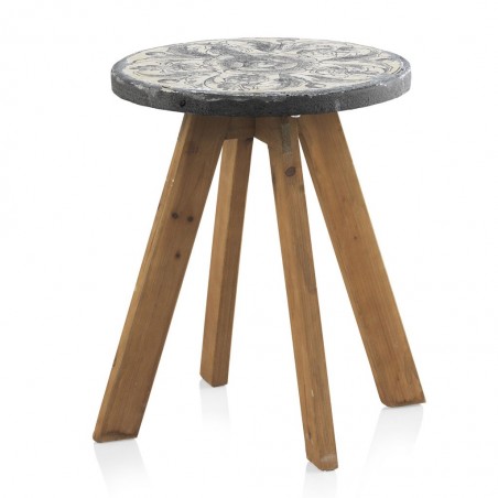 Mesa auxiliar 40x50h madera y cemento