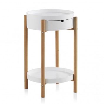 Mesita 4 patas con cajón estilo nórdico 46x67h