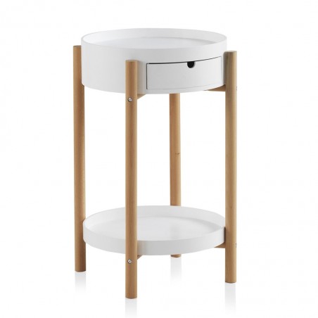 Mesita 4 patas con cajón estilo nórdico 46x67h