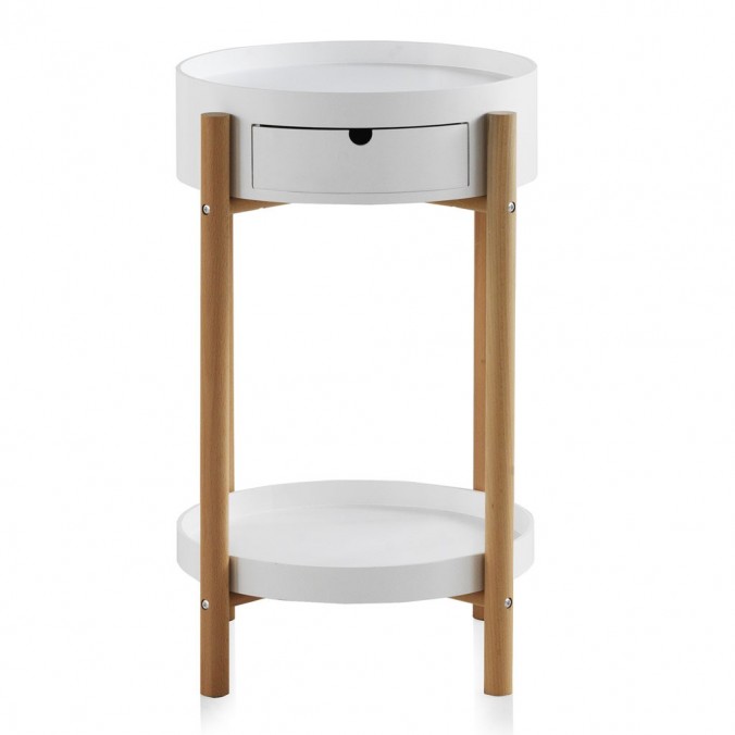 Mesita 4 patas con cajón estilo nórdico 46x67h