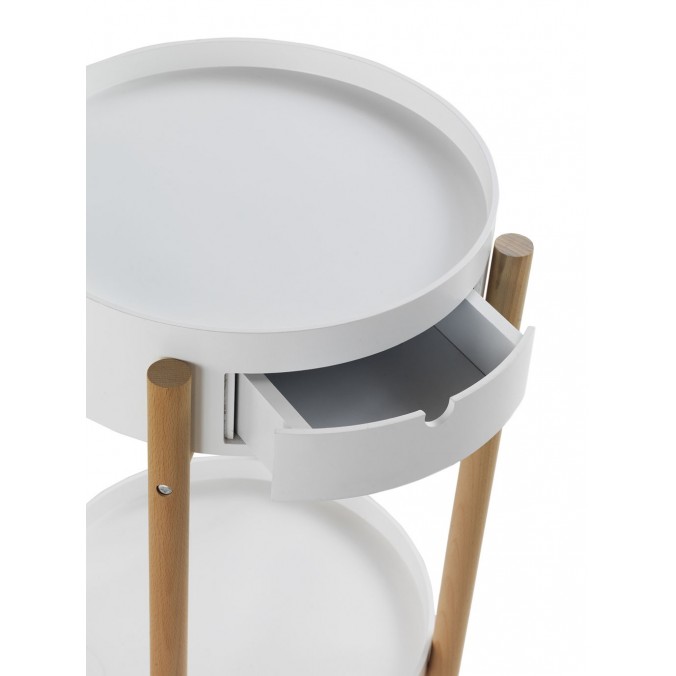 Mesita 4 patas con cajón estilo nórdico 46x67h