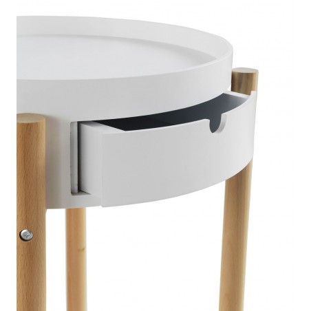 Mesita 4 patas con cajón estilo nórdico 46x67h