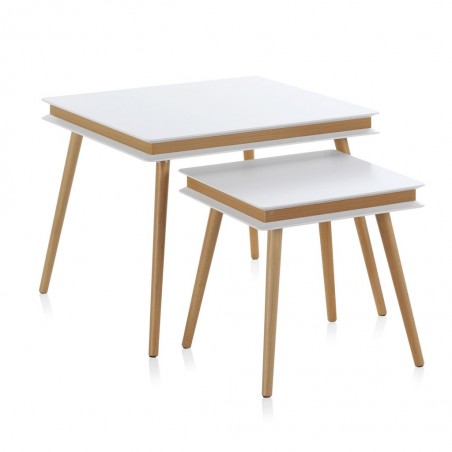 Set 2 mesas auxiliares cuadradas estilo nórdico