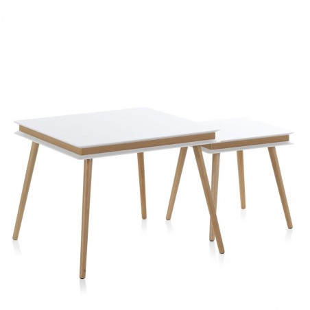 Set 2 mesas auxiliares cuadradas estilo nórdico