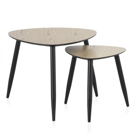 Set 2 mesas auxiliares estilo vintage aristas curvas