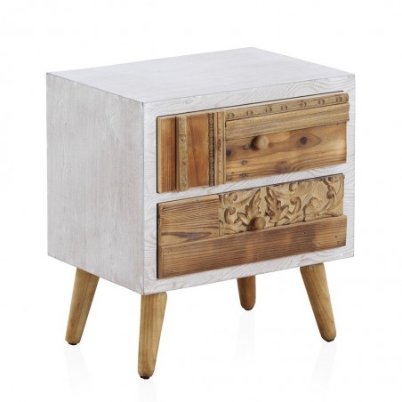 Mesilla 2 cajones 48x36x52h madera reciclada