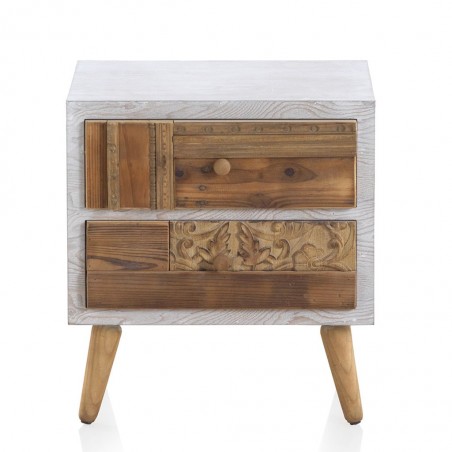 Mesilla 2 cajones 48x36x52h madera reciclada