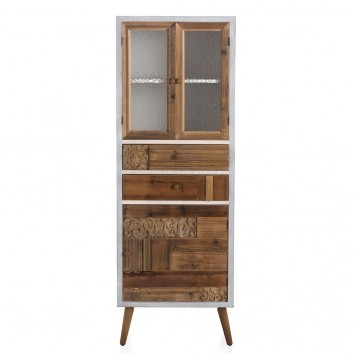 Vitrina estio étnico 60x35x170h madera reciclada 2