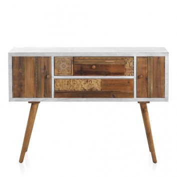 Consola estilo étnico 120x36x85h madera reciclada 2