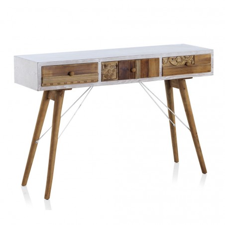 Consola estilo étnico 120x36x81h madera reciclada