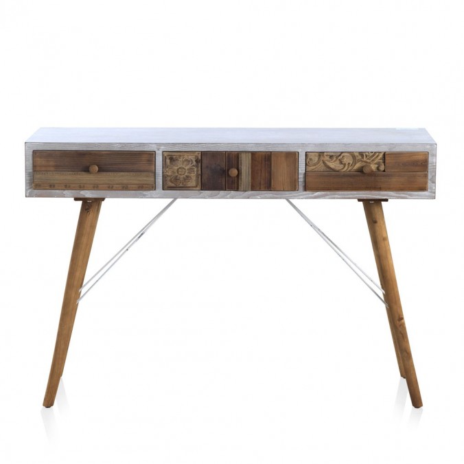 Consola estilo étnico 120x36x81h madera reciclada