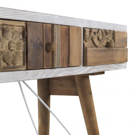 Consola estilo étnico 120x36x81h madera reciclada