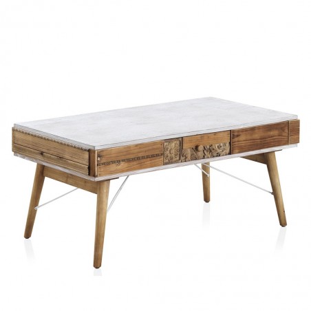 Mesa centro estilo étnico 110x60x49h madera reciclada