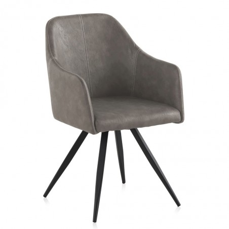 Sillón vintage en polipiel taupé 58x55x88h