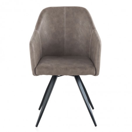 Sillón vintage en polipiel taupé 58x55x88h