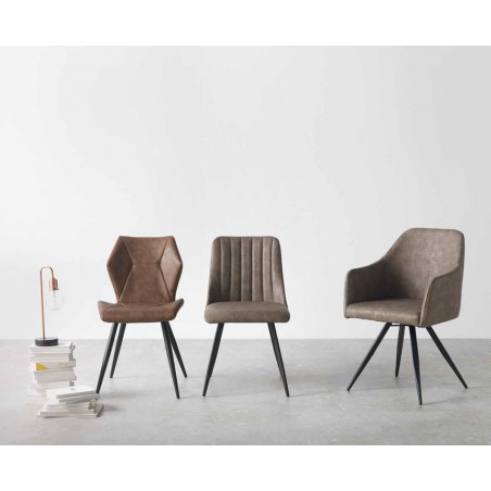 Sillón vintage en polipiel taupé 58x55x88h