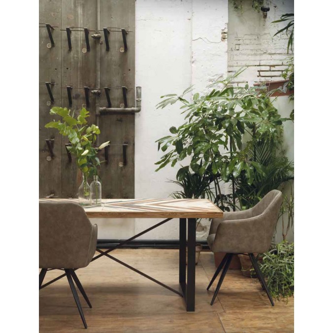 Sillón vintage en polipiel taupé 58x55x88h