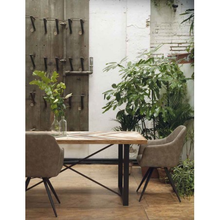 Sillón vintage en polipiel taupé 58x55x88h