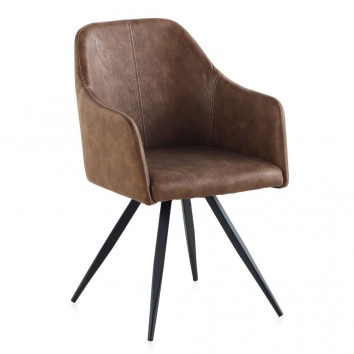 Sillón vintage en polipiel marrón 58x55x88h