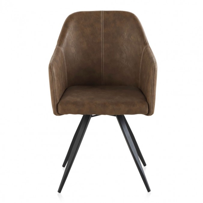 Sillón vintage en polipiel marrón 58x55x88h