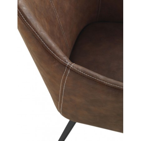 Sillón vintage en polipiel marrón 58x55x88h