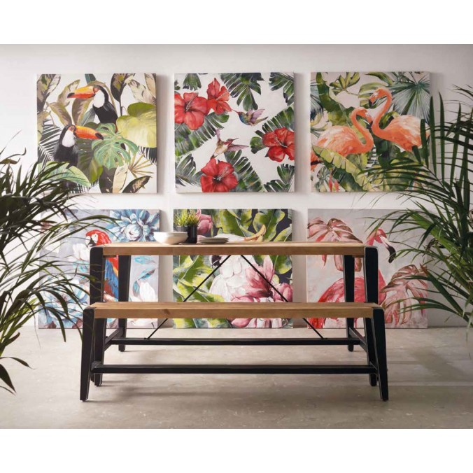 Banco de estilo industrial 150x32x45h en abeto