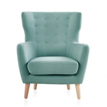 Sillón estilo vintage tapizado mint 78x77x90h