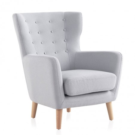 Sillón estilo vintage tapizado gris 78x77x90h